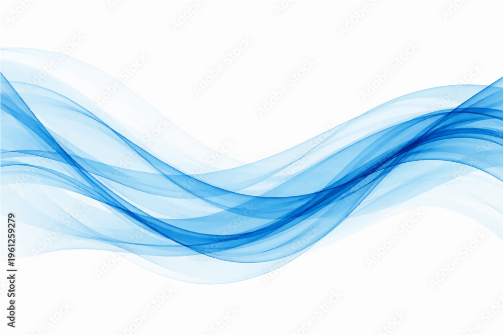 Obraz premium Smooth blue wave backgrounds feature a digital vector design with soft flowing lines and light curves to create an abstract water motion pattern for a web wallpaper backdrop