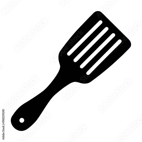 Find black spatula cooking utensil for flipping food in kitchen cooking and baking needs now