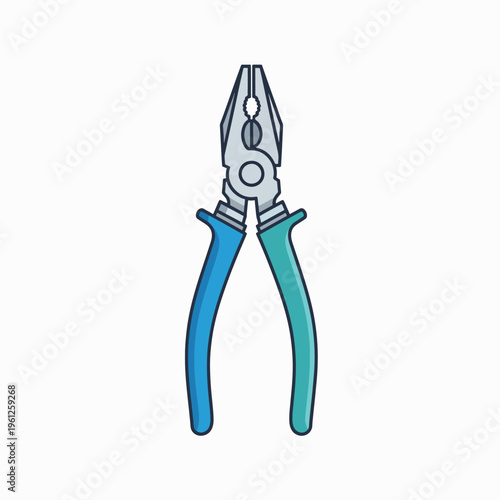 Pliers with blue handle closeup.