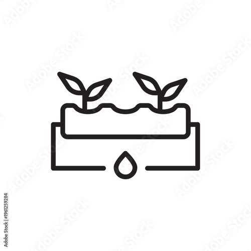 Hydroponics tube icon. Soil-less agriculture tech, representing NFT growth hardware, nutrient delivery tools, urban farming channels, water-efficient irrigation systems, and vertical farm gear.