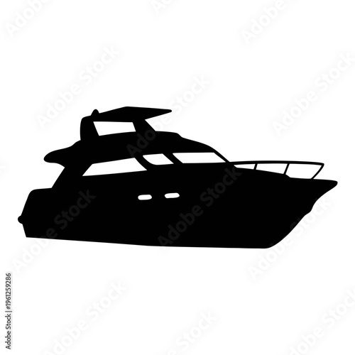 Find luxury yacht silhouette vector image for boat design and yachting enthusiasts and lovers alike