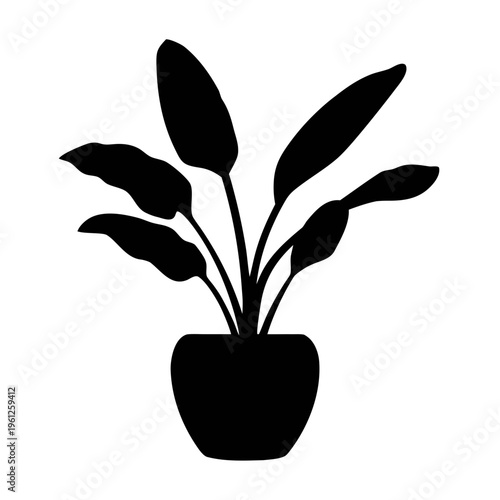 Download black silhouette houseplant vector: potted plant illustration for graphic design needs, now!
