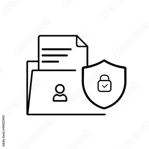 Data Privacy Icon – Personal Information Protection and Security Line Icon