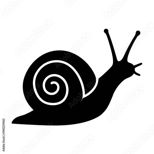 Vector graphic of a snail silhouette illustration crawling slowly with spiral shell design vector art