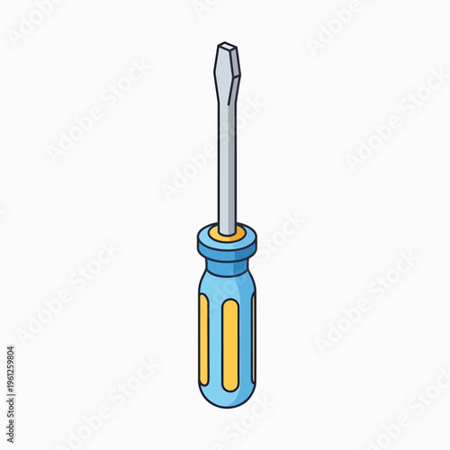 Screwdriver with blue handle and metal.