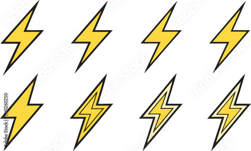 Yellow lightning bolt on white background symbols electricity