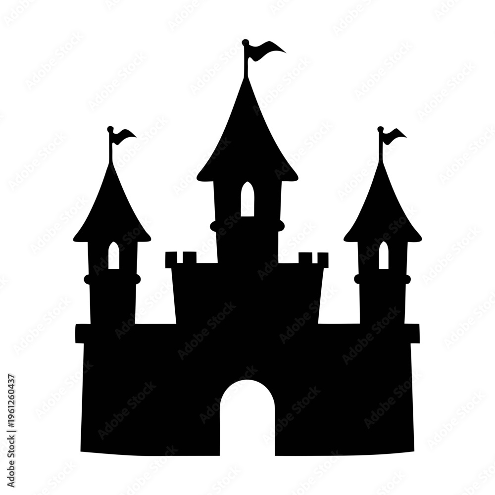 Obraz premium Downloadable castle silhouette vector for kids crafts and magical fairytale themed designs and prints
