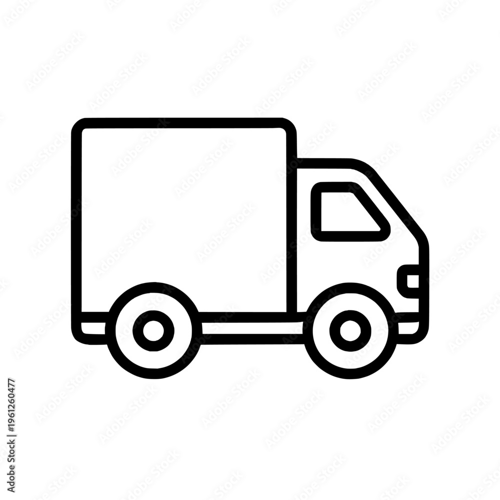 Fototapeta premium A black line drawing of a delivery truck