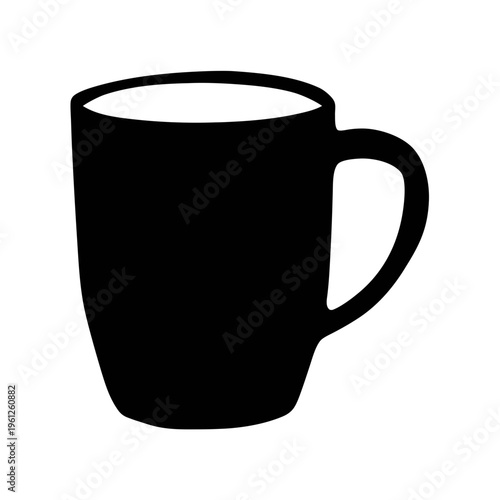 Black coffee mug vector graphic for coffee lovers and cafe owners looking for simple designs