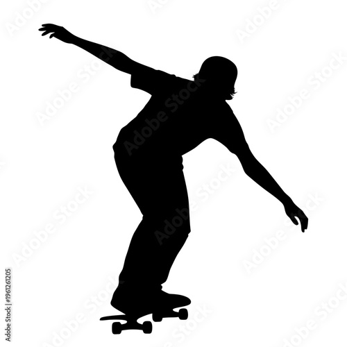 Silhouette of skateboarder performing trick vector graphic skateboard design skateboard art skateboard icon