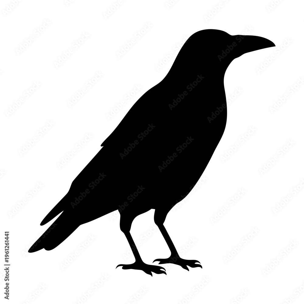 Obraz premium Download black crow silhouette vector image for halloween raven designs and gothic illustrations now