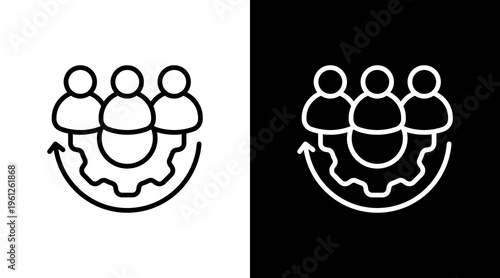 Team Collaboration White Icon Set Design