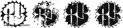vintage grunge clenched fist icons distressed hand symbols for power, protest, and solidarity concept