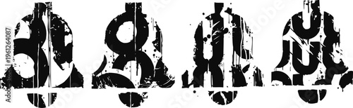 grunge musical instruments silhouettes collection with guitar, violin, saxophone and wrench shapes