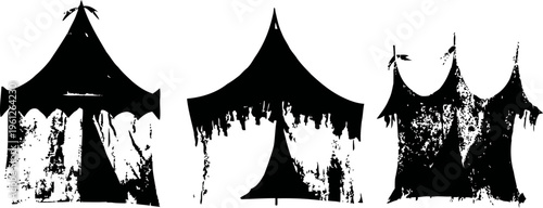 antique medieval tents silhouette set vintage canopy structures with pointed tops and draped sides for outdoor events