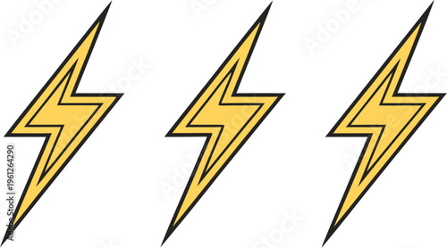 Yellow lightning bolts with black outline