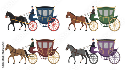 set of horse carriage