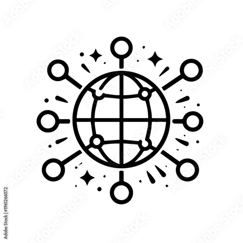 Global Network Node Icon Digital Connection Structure vector illsutration.