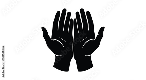 Two open hands facing upward in a stark black silhouette