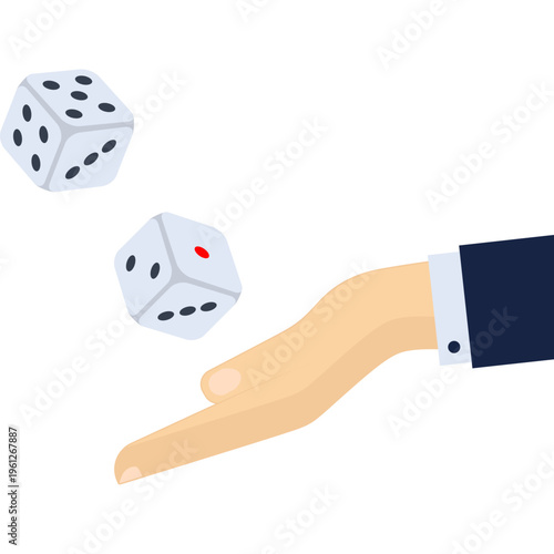 Playing dice illustration. Game craps image. Casino gambling and betting background.
