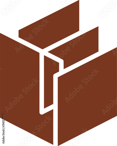 Brown 3 D Isometric Whisk with White Outline on White Background kitchen tool cooking utensil