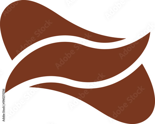 Brown Abstract Wavy Lines and Shapes on White Background