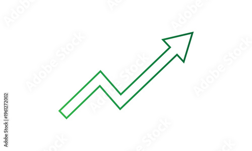 abstract green gradient financial growth outline arrow symbol.