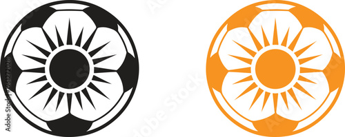 Mexico Soccer Ball Sun Logo, Aztec Sun Football Concept, Mexican Sports Vector Icon Design