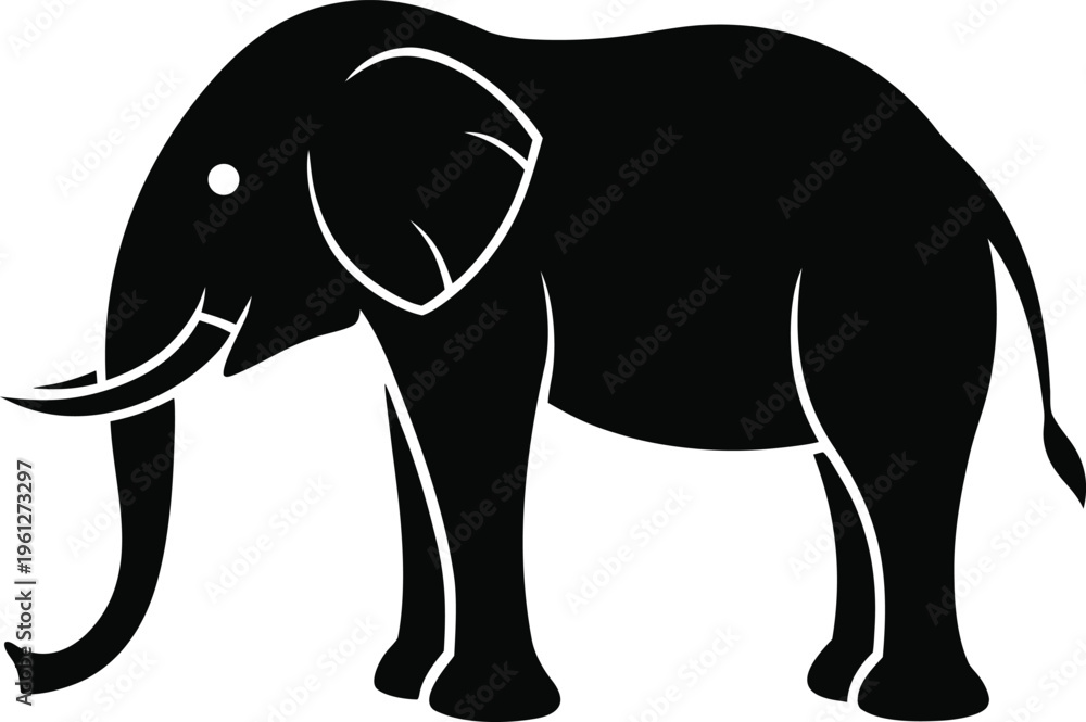 Obraz premium Black silhouette of an elephant