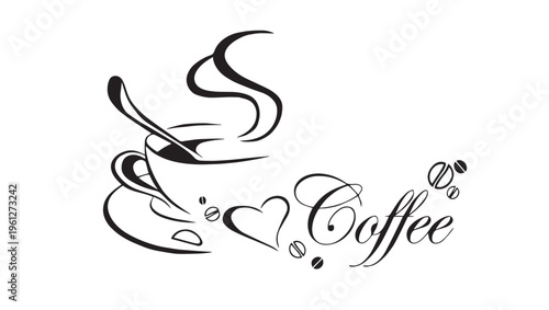 A minimalist single line drawing of a digital dslr camera isolated on a clean white background