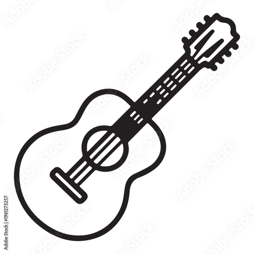 Minimal Line Art Acoustic Guitar Vector Illustration