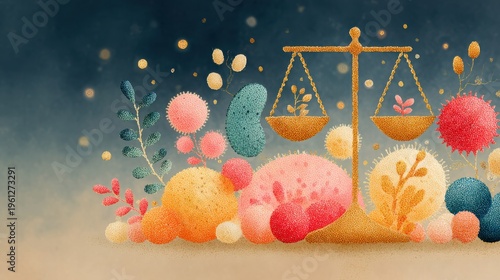 Internal ecosystem concept with microbiome diversity and gut harmony