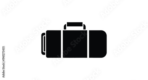Black camera bag icon with handle a simple graphic silhouette