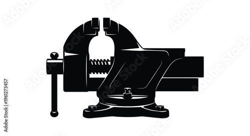 Black vice grip tool isolated on a white background silhouette