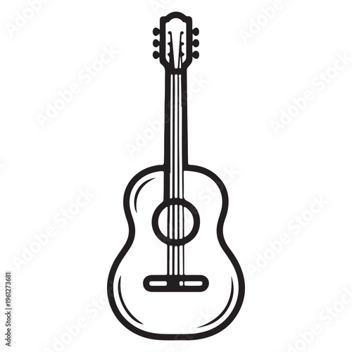 Minimal Line Art Acoustic Guitar Vector Illustration