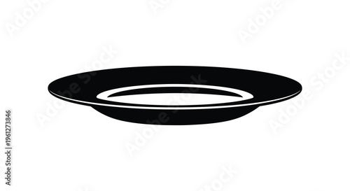 A simple black plate shown in a stark graphic silhouette