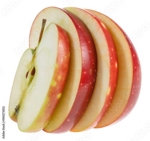 Sliced red apple fruit isolated on a transparent background