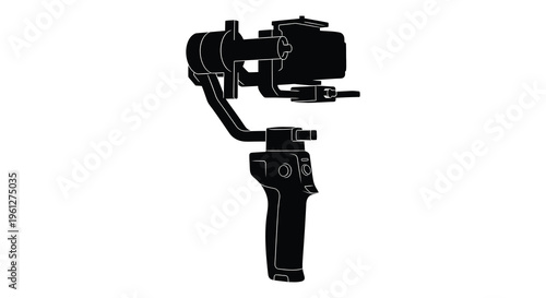 Black gimbal stabilizer shown in a detailed striking silhouette