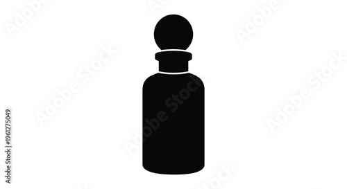 Simple black silhouette of a vintage glass bottle with stopper silhouette