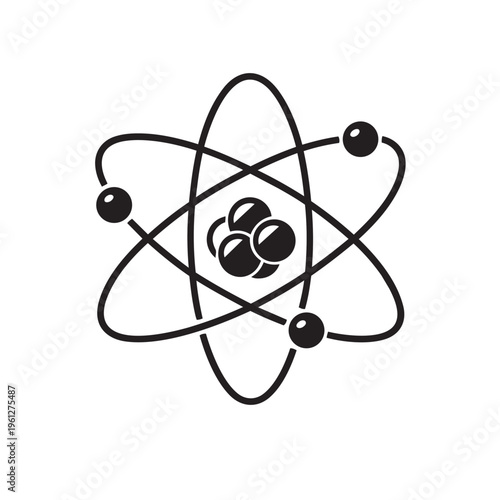 Simple vector illustration of an atom with orbiting electrons and a nucleus