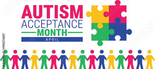 A colorful graphic illustration for Autism Acceptance Month in April