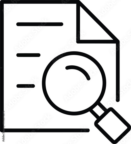 Business Document Review and Research Audit Line Icon  review, audit, research, search, find, magnifying glass, loupe, paper, file, 