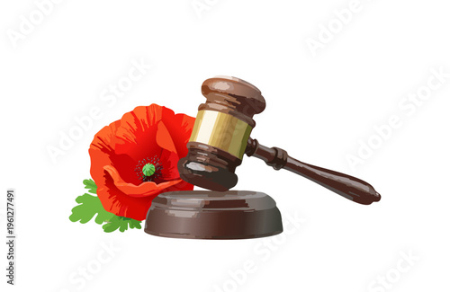 Anzac Day Commemoration Design With Red Poppy