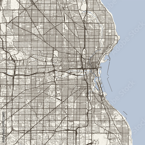 Milwaukee City Map Sophisticated Geometric Urban Topography Featuring Meticulous Linework and Balanced Composition in a Timeless Minimalist Scandinavian Blueprint Aesthetic for Apartment Decor.