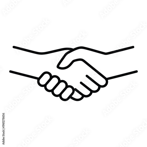 Handshake icon in black line art