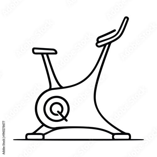 Stationary exercise bike in a simple line drawing style for fitness concepts