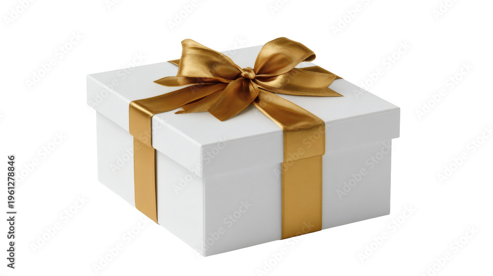 Obraz premium Blank gift box mockup with ribbon, isolated on a white background