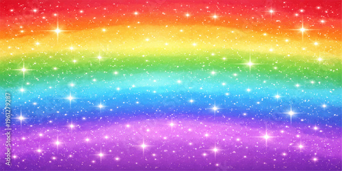 An abstract rainbow spectrum background features a bright gradient of colorful lights and blurry textures with a glowing blue and yellow vector design for a decorative artistic wallpaper