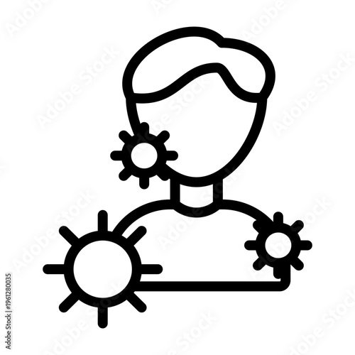 Virus Infected Person Vector Line Icon Design