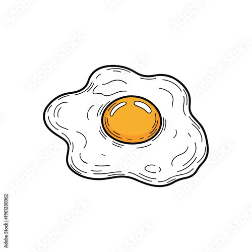 Illustration of a sunny fried egg with a golden yolk on a plate for breakfast and food imagery.